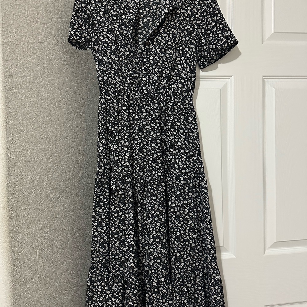 Floral Black and White Women's Dress